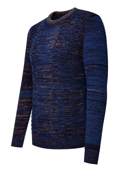 Grof gebreid met contrasterende kleuren trui met ronde hals