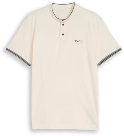 Tom Tailor - Poloshirt met opstaande kraag - Maat L - Gardenia White