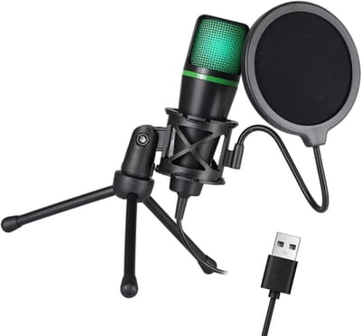 USB Microfoon - Streaming Microfoon - Live Streaming - Met RGB Verlichting - Niet gespecificeerd - Zwart