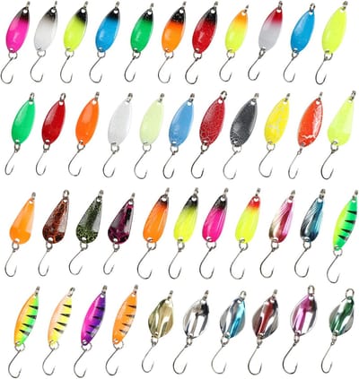 SnelShoppen - Spinner Kunstaas Set 43 Stuks Forel Lepel Kunstaas 2g / 2.5g / 3g / 3.2g / 3.5g met Super Scherpe Enkele Haak voor Snoek, Snoekbaars, Ba