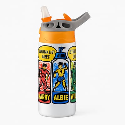 Stijlvolle Art-Deco Gouden Drinkfles – Elegante Drinkfles voor Design en Vintage Liefhebbers - Waterfles voor kinderen (wit/oranje)