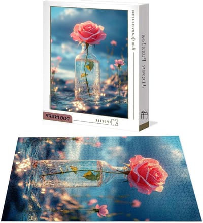 Houten Puzzel - 1500 Stukken - Ontspanning Thuis - Letters op Achterkant - 87x57 cm - Roze Landschap