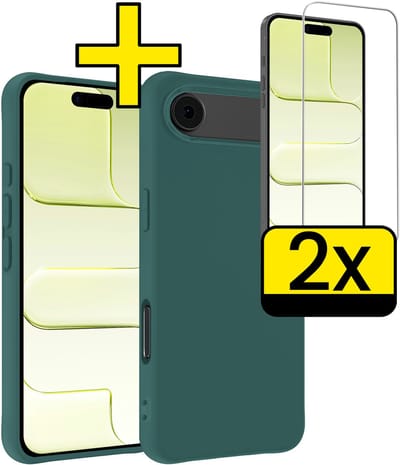 Hoesje - Met 2x Screenprotector - Geschikt voor Apple iPhone Air - Sterk & Shockproof - Back Cover - Siliconen Case - Telefoon Hoes - Telefoonhoesjes - Donkergroen