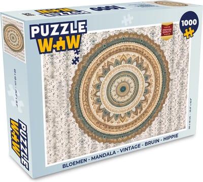 Puzzel Bloemen - Mandala - Vintage - Bruin - Hippie - Legpuzzel - Puzzel 1000 stukjes volwassenen