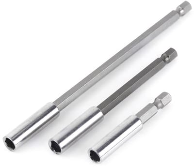 Allecto - Magnetische Schroefbit Houder Set - 3 Stuks - 1/4 inch - 60/100/150mm - Handig en Professioneel - Geschikt voor Schroeven - Kleur: Zilver