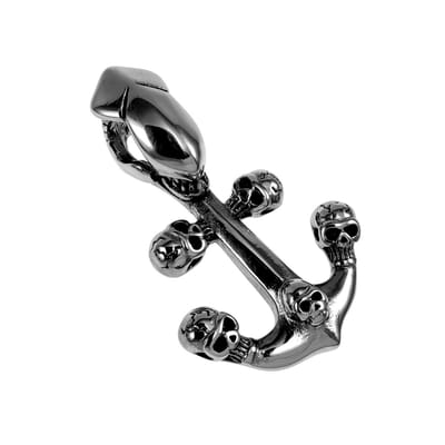 Anker met Schedel Details, Anker Hanger Dames - Gepolijst RVS
