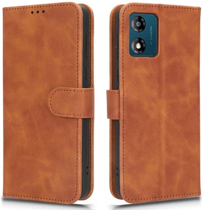 Coverup Hoesje - Geschikt voor Motorola Moto E13 Hoesje - Coverup Book Case - Bruin