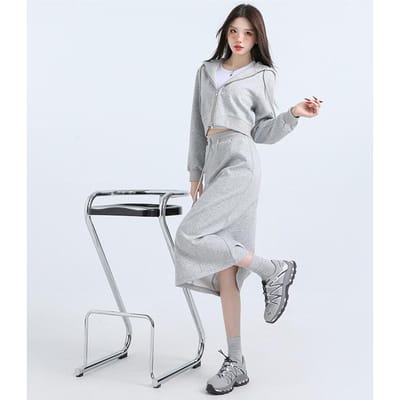 Nieuwe Casual Sportieve Rechte Rok met Trekkoord voor Dames In Herfst en Winter, Losse en Luie Heupbedekkende Rok met Hoge Taille voor Dames In de Herfst XL gray