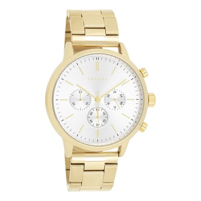 OOZOO Timepieces - Goudkleurige horloge met goudkleurige roestvrijstalen armband - C11407
