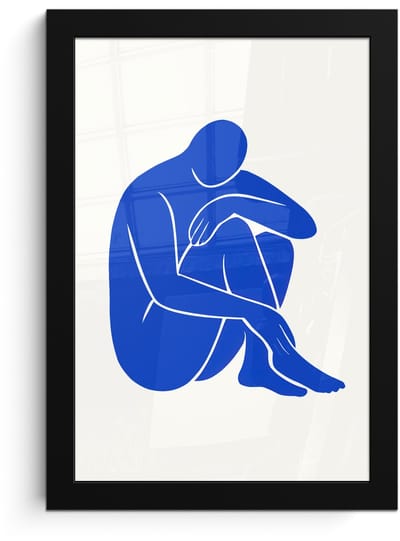 Poster in lijst - Fotolijst 20x30 cm - Posters - Lichaam - Abstract - Blauw - Posterlijst zwart - Decoratie - Wanddecoratie woonkamer - Muurdecoratie slaapkamer