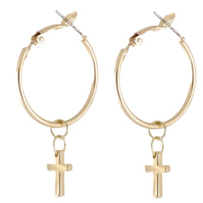 Behave - Oorring - Goudkleur met Kruis hanger