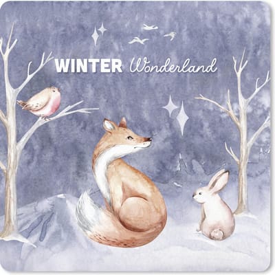 Muismat 20x20 cm - Mousepad Winter - Sneeuw - Vos - Muismatten - Kerst - Cadeau - Kerstcadeau voor mannen en voor vrouwen