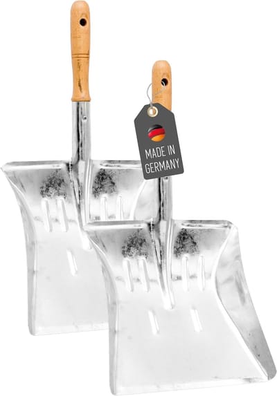 Grote Metalen Veegschep met Houten Handvat - Stabiel en Duurzaam