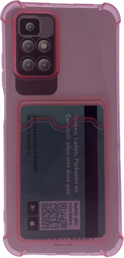 Schokbestendig TPU Hoes Kaarthouder Geschikt voor: Xiaomi 12 Pro - Roze - Hoesje met Achterkant Pasjeshouder