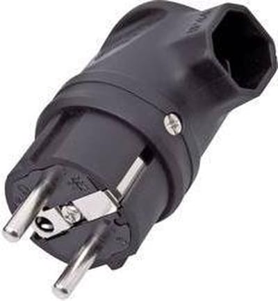 interBär 9004-004.01 Haakse stekker met randaarde Rubber 230 V Zwart IP44