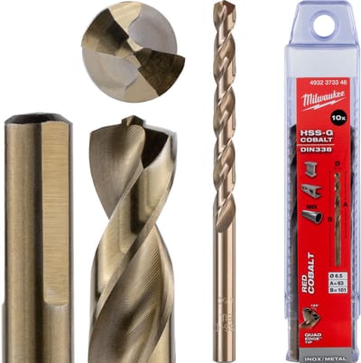 Milwaukee Metaalboren HSS-Ground Cobalt - DIN 338 - 5 en 10 stuks HSSGC 6,5 x 101-10 stuks - 4932373346