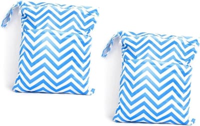 Luiertas Set - Luier Zakken - Baby Verzorging - Wasbaar & Waterdicht - Medium Grootte - Blauw Golfpatroon