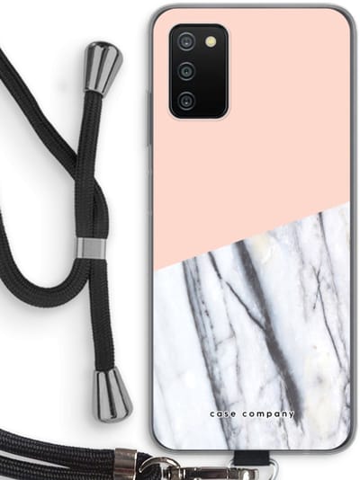 Case Company® - Hoesje met koord geschikt voor Samsung Galaxy A03S hoesje met Koord - A touch of peach - Telefoonhoesje met Zwart Koord - Bescherming aan alle Kanten en Over de Schermrand