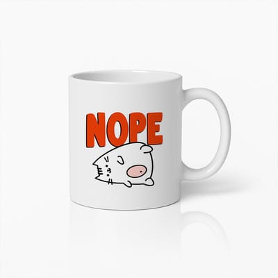 Grappige Katten Mok 330ml – “Nope” Lui Katje Design – Schattige Koffiekop Cadeau voor Dierenliefhebbers & Vrienden