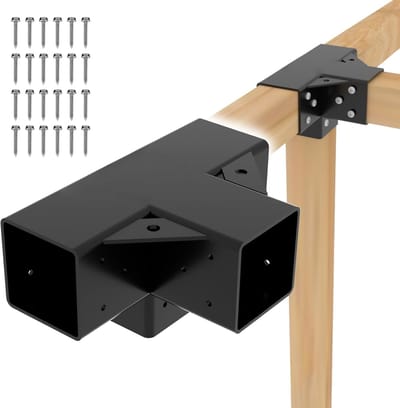 Pergola Beugel - Houtverbinder Hoek - Stevig Verbinding Maken - 4-Weg Ontwerp - Binnen 92 x 92 cm - Zwart