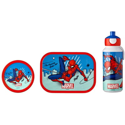 Mepal Lunchset (pop-up fles. lunchbox & fruitbox) Campus - 400 + 750 + 300 ml - Broodtrommel en Drinkbeker voor kinderen - Bento box - Pop-up drinkfles - Spiderman