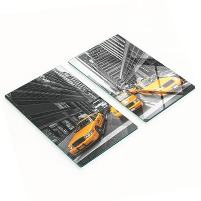 Set van twee glazen snijplanken voor in de keuken, New York Taxi, 2x30x52 cm