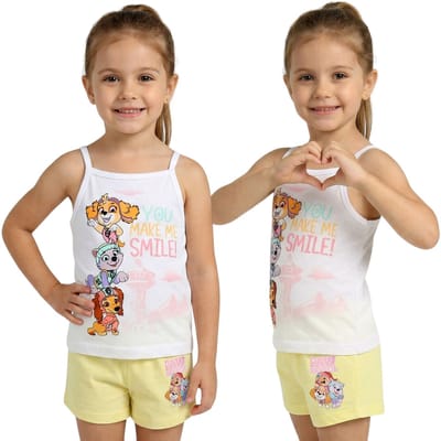 Paw Patrol Meisjespyjama, tweedelige zomerpyjama met spaghettibandjes, 100% katoen OEKO-TEX