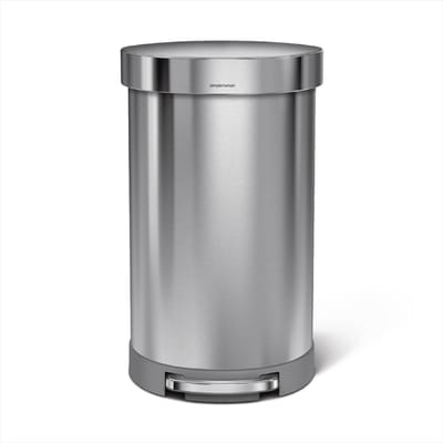 Simplehuman Halfronde Pedaalemmer - 45 Liter - Met zakkenrand - Geborsteld roestvrij staal