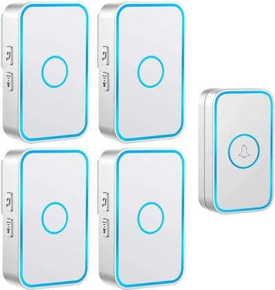 Draadloze Deurbel - Deurbelkit - Bezoekers Melden - IP55 Waterdicht - 300M Bereik - Wit