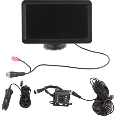 Caméra de recul pour véhicule avec moniteur 7 pouces 8 lumières infrarouges Étanche IP69K Angle de vision de 130 degrés pour voiture Camping-car Camion SUV black