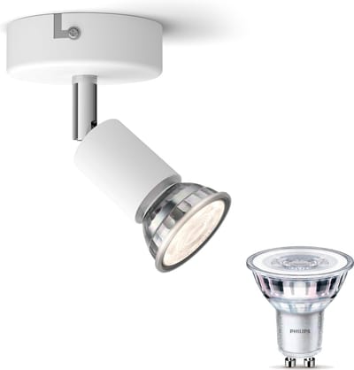 Philips Limbali Opbouwspot (Wit) - Warmwit Licht - Wandspot of Plafondspot met 1 Lichtpunt - GU10 - SceneSwitch - Eenvoudig Dimbaar met Je Klassieke Schakelaar