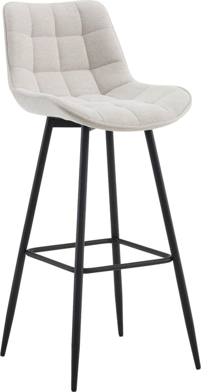 CLP Dartford Barkruk - Met rugleuning - Met voetsteun - Metalen frame - creme Stof