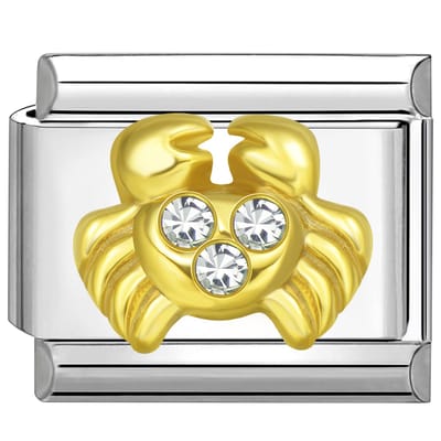 Quiges - Schakel - Bedel - 9mm - charms - Kleurrijk - Zirkonia - horoscoop - Kreeft - Geschikt voor - armband - Schakelarmband - italy bedels armband
