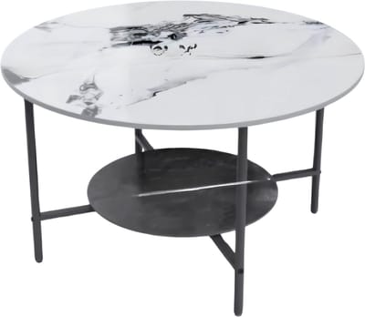 Grandu Salontafel - Voor Woonkamer, wachtruimte of Kantoor - Rond - Tijdloos design - Gesinterd Steenblad - Marmer look