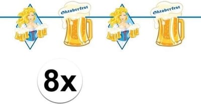 Oktoberfest - 8x Oktoberfest/bierfeest slingers met blonde dame 10 meter - Feestartikelen versiering