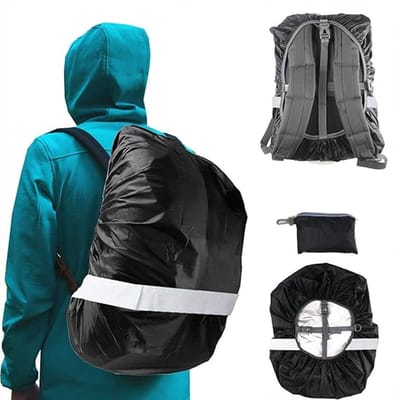 Rugzakhoes -Regenhoes Rugzak Waterdicht -Waterdichte regenhoes voor rugzak - met reflecterende strips - Ultralichte rugzakhoes -Opbergtas - Geschikt voor buitenactiviteiten zoals wandelen, kamperen, fietsen, enz. (zwart) - Maat L (voor 45-55 liter)