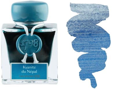 Jacques Herbin Vulpen inkt - Inkt 1798 - Kyanite du Nepal - 50 ml - Blauw - Zilveren glitters