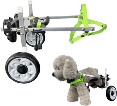 Huisdier Rolstoel - Hond Loopstoel - Hulp bij Lopen - Verstelbaar Aluminium Frame - Voor Kleine Honden - Zilver
