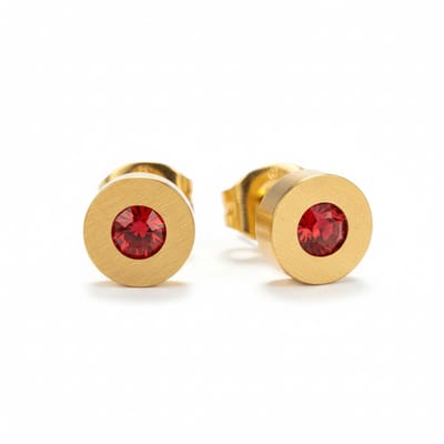 Aramat Jewels | Oorbellen | Rode Kristal Oorbellen met goudkleurige Afwerking | | | |7mm | Staal | Kinderen, Volwassenen | Verkleurd niet