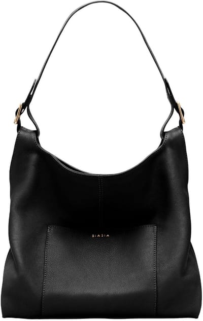 BIASIA Leren schoudertas Pocket Hobo Bag Nero zwart