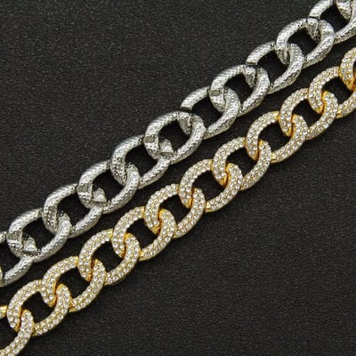 ICYBOY 18K Massieve Cuban Heren Ketting Micro geplaveide Diamanten verguld [GOLD-PLATED] [ICED OUT] [20 - 50CM] - Miami Necklace Micro Paved Diamond Link Chain