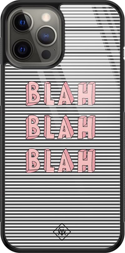 Casimoda® hoesje - Geschikt voor iPhone 12 Pro Max - Blah Blah Blah - Luxe Hard Case Zwart - Backcover telefoonhoesje - Multi