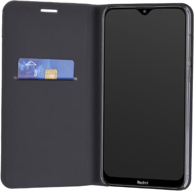 Bigben Connected, Hoesje geschikt voor Xiaomi Redmi 9A - Folio met Kaarthouder & Videostandaard, Zwart