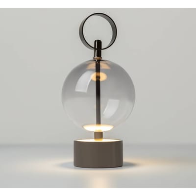 Maytoni LED tafellamp op accu DOUBLE MOON, rookgrijs, hoogte 25 cm, glas