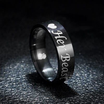 Bague Vintage Pour Homme Elle Bête Lui Beauté Bague de Couple Bagues Esthétiques Pour Femme Argent 925 Femme Acier Inoxydable Bagues Esthétiques black