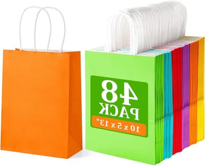 Geschenkzakken Set - Feestelijke Draagtassen - Feestelijke Gelegenheden - 48 Stuks Regenboog - 10x5x13 cm - Diverse Kleuren