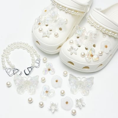 Schoenaccessoires-geschikt voor crocs charms- geschikt voor crocs pins- geschikt voor crocs Accessoires- geschikt voor Crocs Jibbitz-CJ-246 parelketting fantasie vlinder