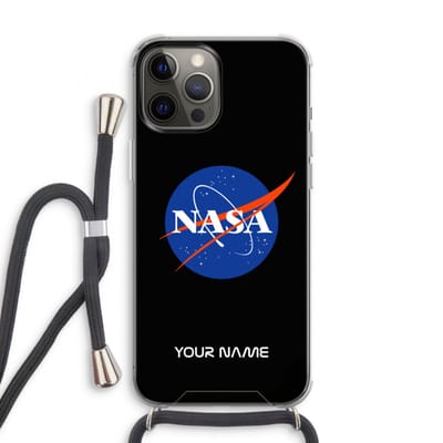 Gepersonaliseerd - Case Company® - Hoesje met koord geschikt voor iPhone 12 Pro hoesje met Koord - NASA - Telefoonhoesje met Zwart Koord - Extra Bescherming aan alle Kanten en Over de Schermrand