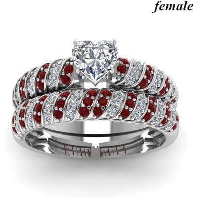 Mode Koppelringen Vrouwen Hart Wit Kristal CZ Ringen Set Mannen Rode Hout Inleg Roestvrij Staal Ring Trouwring Sieraden 12