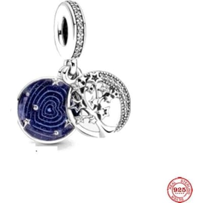 Nieuw Origineel Zilverkleurig Blauw Familiebomen Hanger Past Europese Mode Charms Armband Bangles Sieraden Diy Accessoires P852 gray